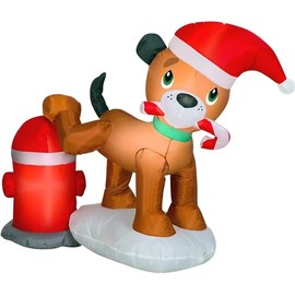 National Tree Company Inflatable Puppy Dog and Fire Hydrant, LED Lights, Plug in, Christmas Collection, 38 Inches