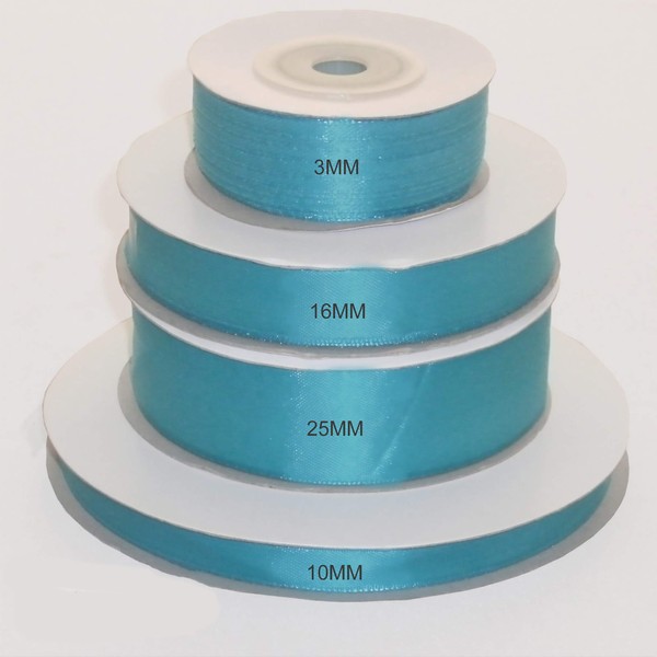 single roll of Turquoise Double faced Satin Ribbon 3mm, 10mm,