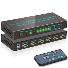 SkycropHD 4K@60Hz HDMI Switch with Audio Extractor Splitter, 5 in 1 Out HDMI 2.0 Switcher with Optical & 3.5mm AUX Audio Out