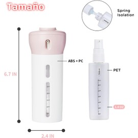 THJOPOKEEL - Dispensador de Viaje 4 en 1, Contenedores de Viaje a Prueba de Fugas, Botellas de Viaje de Gel de Baño Reutilizables, Cuidado de La Piel, Champú, Gel, Lociones (Rosa + Gris)
