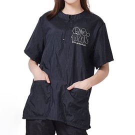 WAYUTO Short Sleeves Pet Grooming Smock with Zipper Dog Grooming Work Clothes with 2 Pockets Pet Grooming Shirt Dog Grooming Workwear for Pet Shop Men Women Poodle X-Large