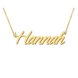 Aoloshow 18k Gold Plated Hannah Name Necklace Women Initial Nameplate Necklaces Stainless Steel Jewelry for Familys Mothers