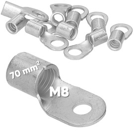 Pack of 10 Kalitec Q70-8 Crimping Cable Lug 70 mm² M8 I Uninsulated I Mandrel Pressing I For Multi-, Fine- and Fine-Strand Conductors I Cable Lug 70 mm² According to DIN 46234