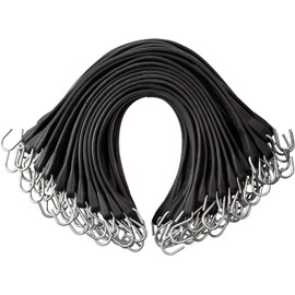 Rubber Bungee Cords with Hooks - 15 Inch 10 Pack - Heavy Duty Outdoor Flatbed Tarp Straps Bungie Tie Downs - Natural Rubber