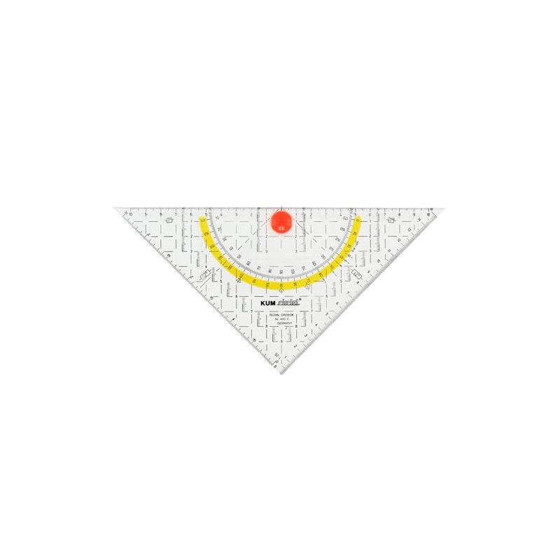 KUM AZ209.12.16-T Geometry Triangle and Compass 16 cm, Transparent, Pack