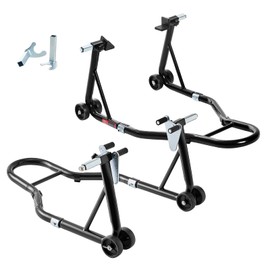 Donext Motorcycle Stand 850LB Sport Bike Front and Rear Wheel Lift Swingarm Paddock Stands Black, U+L