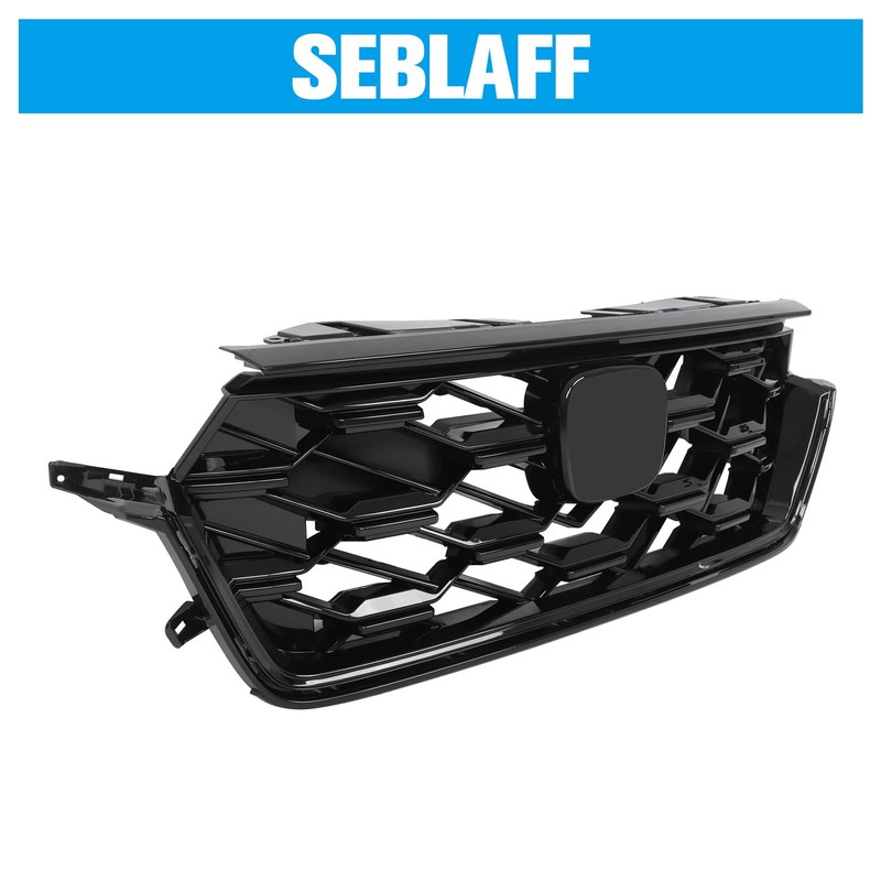 SEBLAFF Front Grille Glossy Black Plastic Sport Hybrid Upper Grill