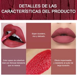 6PCS Lpiz labial mate, lpiz labial antiadherente, lpiz labial hidratante de larga duracin, esmalte de labios mate resistente al agua, moderno y...    