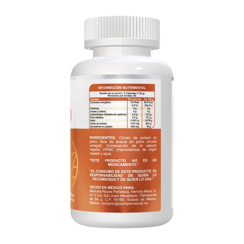 Citrato de Potasio frasco con 60 cápsulas de 660 mg