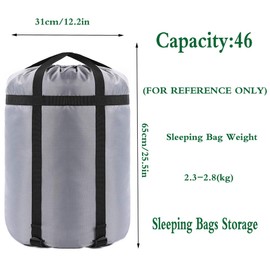 Borogo Compression Stuff Sack, 46L Sleeping Bags Storage Stuff Sack Organizer Waterproof Camping Hiking Backpacking Bag for Travel - Great Sleeping Bags Clothes Camping Hiking Grey 2-Pack