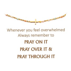 Nexoluxa Cross Bracelet Christian Gifts for Women Teen Girls Religious Inspirational Faith Confirmation Baptism Gifts Friend Birthday Mom Catholic First Communion Gifts for Girls Jewelry - PRAY ON IT