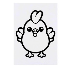 'Cute Chicken' Temporary Tattoo - Water Resistant, Skin-Safe, Non-Toxic Transfer (TO00070935)