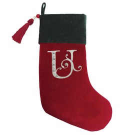 Evergreen, 8.5" x 18.5", Velvet, Christmas Stocking Red & Green Velvet with Tassel,Red (U)