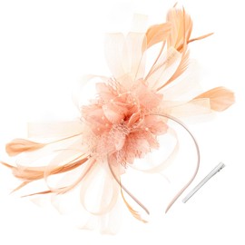 WATAME Fascinators for Women High Tea Headwear Flower Fascinator Hats Mesh Kentucky Derby Hats Girls Headband and Clip (CA/US, Alpha, One Size, Pink-3)