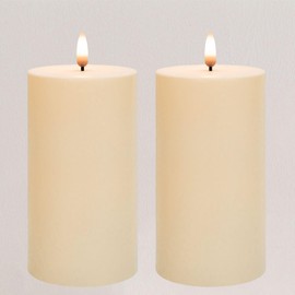 ANGELLOONG Outdoor Flickering Flameless Candles with Timer, 2 Pack Waterproof Battery Operated Electric LED Candles for Wedding Party Home Decor, 3x6