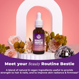 BIOTOPLEVEL Beauty Bestie Vegan Liquid Drops, Biotin, Vitamin C, Hyaluronic Acid, Multi-Benefit Vitamins Blend to Support Healthy Hair, Skin & Nails Growth, Sugar Free 1 fl oz.
