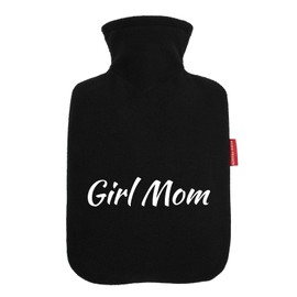 Huuraa Wärmflasche Girl Mom Schriftzug Geschenk 1,8 Liter Black Classic Veloursbezug Girl Mom Präsent