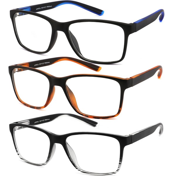 JJWELL 3 Pack Reading Glasses for Men Blue Light Blocking