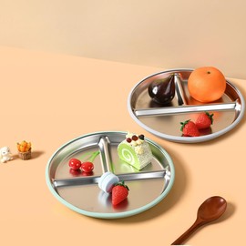 Stainless Steel Plates for Kids, Stainless Steel Toddler Plate Stainless Steel Baby Suction Plates Baby Suction Plates for Babies and Toddlers
