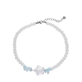 COLORFUL BLING Healing Crystal Star Pendant Necklace Beaded Y2K Choker Necklace for Women Cool Punk Layered Irregular Natural Stone Turquoise Pentagram Necklace Gifts-beads