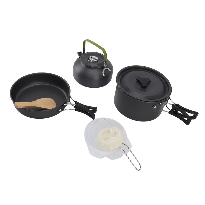 Camping Cookware Portable Nonstick Pot and Pan Set with Kettle