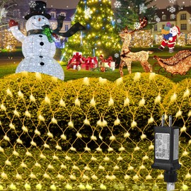 (Upgraded) Outdoor Christmas Lights, 360 LED Sturdy Net Mesh Lights, 12x5Ft Large String Lights with 8 Modes, Christmas Decoration Lights for New Year, Bushes, Gardens, Lawns, Patio Decor - Warmwhite