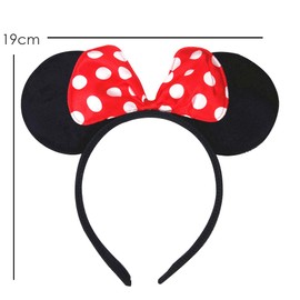 TRIXES TRIXES Karikatur Maus Ohren am Stirnband mit roter Satinschleife mit weißen Tupfen - Kostüm Kopfband Zubehör - Party Dekoration Geschenk - Foto Prop