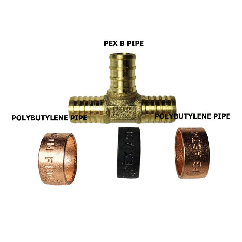XFITTING 2 Pieces 3/4" PEX Tee, Brass, Polybutylene, Repair Kit