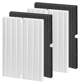 Colorfullife 2 Sets 116130 Replacement Filter H for Winix 5500-2 AM80 Plasmawave Air Purifier, 2 True HEPA Filter and 2 Activated Carbon Filter Combo Pack, Replacement Part 116130