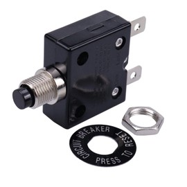 RKURCK 125-250V AC 50V DC Push Button Circuit Breaker 18 Amp Thermal Overload Protector L1 Series Manual Reset Thermal Circuit Breaker (18A)