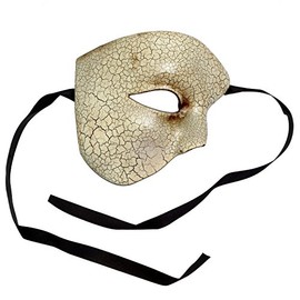 Phantom of The Opera Venetian Masquerade Half Face Men Mask Cracked White