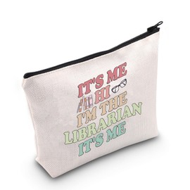 Librarian Gift It's Me Hi I’m The Librarian It’s Me Zipper Pouch Makeup Bag (B-HILibrarianCA)