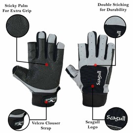 Sticky Palm Sailing Gloves Strong Amara Enforced Palm Breathable Full Finger Boating Gloves | Skiing | Sailing | Boating | Fishing | Canoeing | Kayaking | Riding | Indoor-Outdoor XS