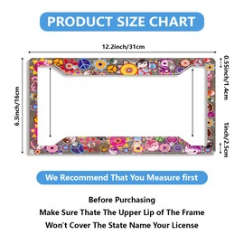 Colorful Hippies Retro Flowers Peace and Yin Yang Print License Plate Frame Aluminum Metal Car Cover Tag Holder With 4 Holes And Screws Customized Decorative Frames 12 x 6 Inch For US Vehicle Standard