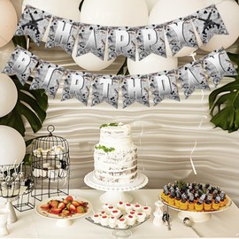 SHADOAMP Gun Party Decorations, Gun Happy Birthday Banner DIY Craft for Gun Themed Birthday Pistol Shooting Party Supplies Boy Man