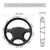 White Baseball Red Lace Steering Wheel Cover, Non Slip Durable