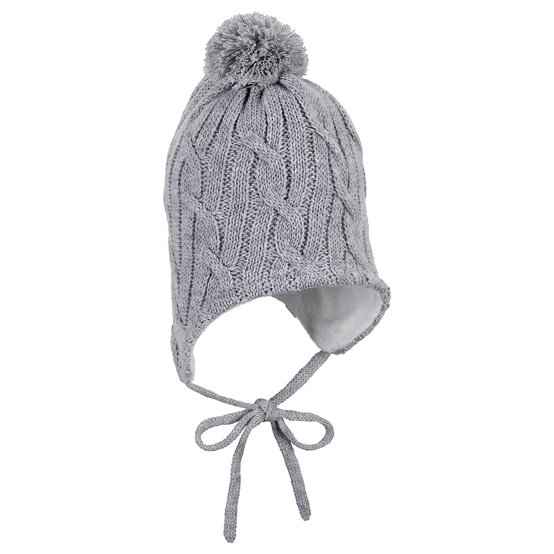 Sterntaler Knitted Hat with Bobble (Strickmütze) - Grey (Silver Mel.