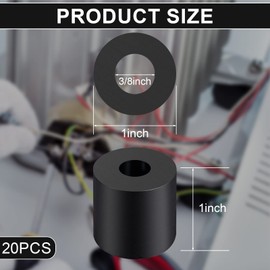 Rubber Spacer 1 Inch OD x 3/8 Inch ID x 1 Inch Thickness Rubber Bushing Round Thick Washers Spacers Anti Vibration Neoprene Rubber Cylinder with Hole for Home Hardware Car Accessories - 6 Pcs