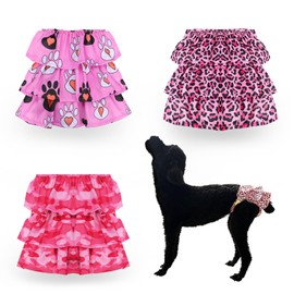 3 Pack Pet Soft Female Dog Diapers Washable Dog Diapers Female Reusable Dog Period Panties Puppy Diapers Female for Dog in Heat (Pink-S)