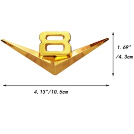 OnlyYou.X V8 Emblem V8 Badge V8 Decal V8 Sticker Fit for Universal Pickup and Car 1 Piece Metal Gold