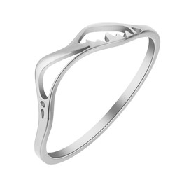 LUTAKU Minimalist Mountain Finger Rings for Women Girls, Stainless Steel Dainty Plants Lover Ring Mountain Jewelry Gift (silver)