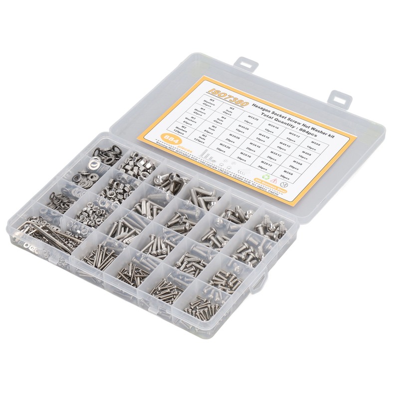884 Pcs Screw Nut Washer Wrench Kit M2 M3 M4