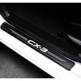 4Pcs For Mazda CX-3 Car Door Threshold Protection Sticker, Door Sill Plate Protectors Reflective 4D Carbon Fiber Sticker Decorative Door Entry Guard Door Sill Scuff Plate Film for Mazda CX-3