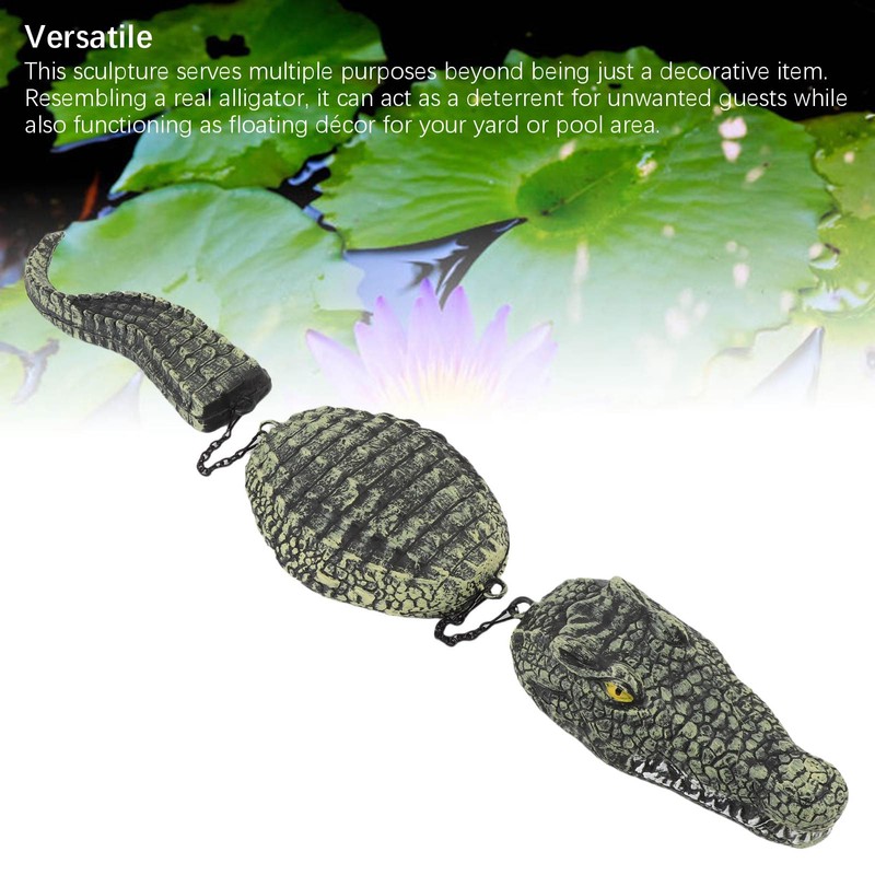 Fake Alligator Pool Float, 3 Segment Simulated Floating Crocodile Sculpture,
