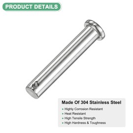 M METERXITY 6-Pack Single Hole Clevis Pins, M10 x 60mm 304 Stainless Steel Flat Head Clevis Pins for Mechanical Linkage/Fixed Parts/Ship Rigging, Link Hinge Pin Reusable
