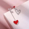 Deluxe Aretes Zirconia Corazón Pendientes Asimétricos Regalo Amor