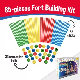 Shape28 Construction Fort Building Kit - 85 Pieces with Storage Bag - Multicolor