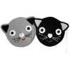 Two Cat Pot Holders Black and Grey Crocheted