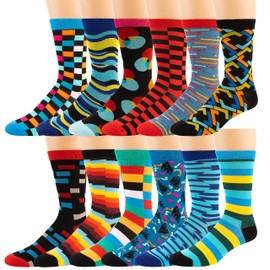 ZEKE Funny Dress Socks for Men - Funky Mens Crazy Socks - Cool Colorful Patterned Fun Socks for Men (Variation H, 6-12)