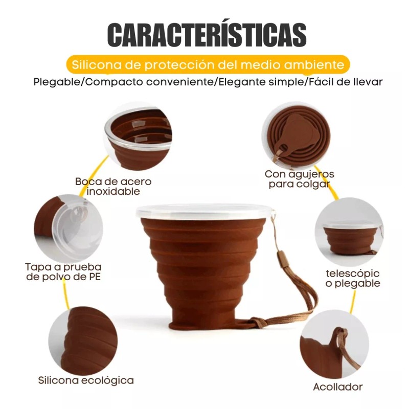 Mafab 5 Pieza Vaso De Silicona Plegable Con Tapa Y
